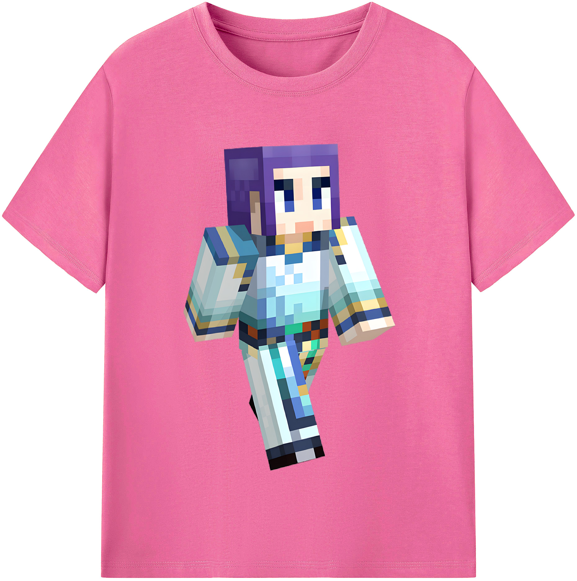 （画像用） マインクラフト ブロックの世界 Minecraft MC Block world レディースカジュアルプリントTシャツ（綿100％）